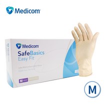 메디콤 세이프베이직 이지핏 라텍스 장갑 아이보리 M 100매, .