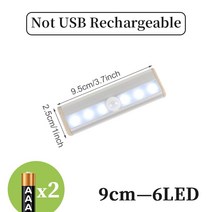 센서감지 무드등 9 50cm USB 재충전 용 LED 밤 빛 운동 측정기 부엌 계단 무선 램프 내각 옷장 침실, [01] Battery 9cm 6led, [02] Warm White