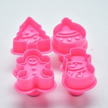 4 3D 쿠키 커터 스탬프 비스킷 틀 플런저 DIY 베이킹 진저 브레드 홈, PK