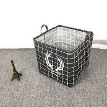 ONEUP 큐브 접이식 세탁 바구니 어린이를위한 장난감 책 보관 바구니 잡화 의류 주최자 보관함 홈 컨테이너 배럴, Black antler