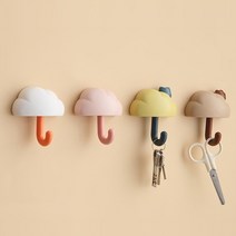 3SET 다용도 구름우산 벽걸이 후크 현관문 열쇠 마스크 모자 접착식 고리, 3P_베이지브라운