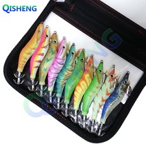 치승 에기선물세트 쭈꾸미 갑오징어 낚시 노이즈 비드 야광 무늬 오징어 에기 10p 세트 보관 케이스, 혼합 색상, 3.5호 노이즈 비드 에기10p+보관집