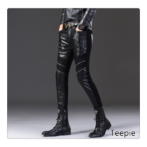 티피/Teepie 가을 겨울 가죽 바지 조거 팬츠 트렌드 스키니 롱 팬츠 라이더 패치 기모 남가죽 바지