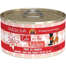 Weruva Cats in the Kitchen 투 투 탱고 정어리 참치 칠면조 Au Jus 그레인프리 고양이 사료 통조림, 6-oz case of 24