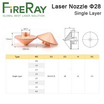 FireRay-직경 28mm 레이저 노즐 싱글 더블 레이어 구경 0.8-5.0 스레드 M11 Precitec WSX 파이버 커팅 헤, 01 Single Layer_03 1.2mm