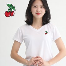 멋지군 코오롱 쿨론 기능성 브이넥 체리자수 반팔 쿨 티셔츠
