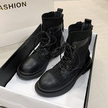 워커 여성 부티 힐 통굽 스판 양말