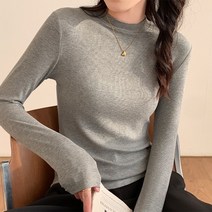 [가을 슬림핏 티셔츠] 여성 라운드넥 긴팔 티셔츠 보플 없는고탄력 골지 스탄 티 [23년 신상]
