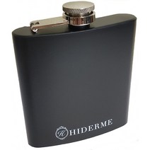 힙플라스크 위스키 휴대용술병 스텐포켓용 검정, 6oz, 메탈 레드 로고 하단