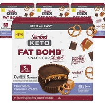 슬림패스트 팻 밤 스낵 컵 초콜릿 캐러멜 프레첼 맛, 4개, 240g