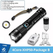슈퍼 브라이트 XHP160 LED 강력한 XHP99 방수 토치 USB 충전식 18650 랜턴 휴대용 줌 캠핑 라이트, XHP50-B, 협력사, 26650 배터리 포함