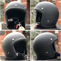빈티지 TT & CO 카페 레이서 경량 쉘 섬유 유리 헬멧 오픈 페이스 일본 오토바이 CASCO, mat black|M