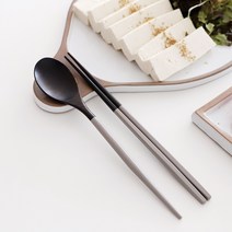 오반자이 천연 옻칠 마카롱 우드 수저 세트 북유럽감성 나무수저세트 깔끔한수저세트, 오반자이 마카롱 수저세트[그레이]