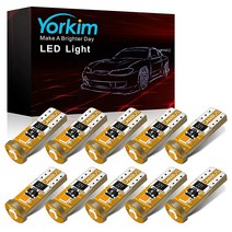 Yorkim 194 LED 전구 앰버 Canbus 오류 없는 3SMD 2835 칩셋 T10 내부 돔 맵 도어 커티시 번호판 트렁크 조명 168 W5W 2825 소켓 1팩 0, Amber