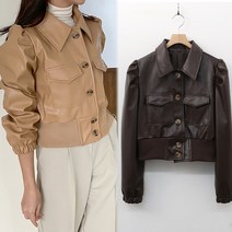 [여시몰5895국내제작]퍼프 셔링 단추 내자 미니 자켓/간절기 가을 초겨울 인조가죽 숏 점퍼 카라 단추 슬랙스 스커트 원피스 코디 오피스 캐주얼