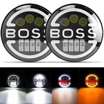 픽업트럭 7 인치 Led 헤드 라이트 12V 24V Hi/Lo 자동차 조명 지프 랭글러 허머 바이크 오토바이 SUV 트럭 픽업 왜건 UTB 오프로드 4x4, [18] 2PC BOSS