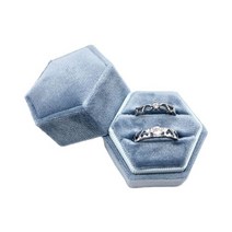 프로포즈 반지케이스 LED 미니보석함 예물함 hexagon velve ring box double ring display holder with detachable lid box