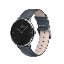 Nordgreen[노드 그린]Native 스칸디나비아 디자인 손목시계 남성의 건메탈 미니멀 디자인의 손목시계・블랙 다이얼과 블랙 레더 벨트