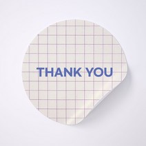 사심데코 선물포장 원형 스티커, 50개입, THANKYOU(모눈)