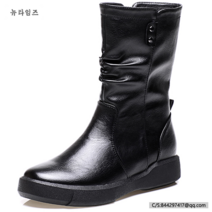 ZT#워커 여성 덧댐 기모 플랫 미들 통가죽 부츠 뉴타임즈 K006B415