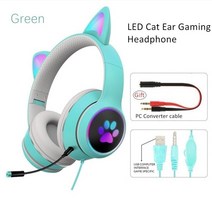 RGB 귀여운 소녀 고양이 PC 게이머 헤드셋 PS4 플레이 스테이션 5 Xbox 노트북 전화 스테레오 베이스 유선 게이밍 헤드폰 PS4 플레이 스테이션 5 Xbox 노트북 전화, blue_4