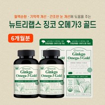 중년 노년 어르신 기억력 집중력 뇌 두뇌 머리 기능 혈행 혈관 건강 회복 관리 개선 에 좋은 은행잎 징코 오메가3 복합 보조 영양제, 2BOX(6개월분)