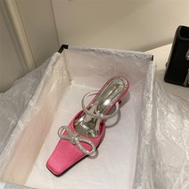 봄 2022 얇은 바오 터우 Bowknot 여성 신발 와이드 신발반 슬리퍼