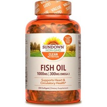 Sundown 피쉬오일 1000mg 오메가3 200소프트젤 2팩 이뮨헬스, 200 Count (Pack of 2)