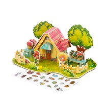 입체 퍼즐 세트 3D 종이 모형 DIY 미니어처 조립 어린이 행사 단체 만들기 키트 배 비행기 건축물 재료, 입체퍼즐 (정원) ＋ 사은품 증정, 1개