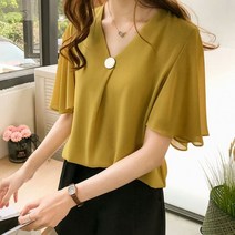 [CESS] 18161607 빅버튼 러플 쉬폰블라우스 3색상