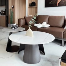 거실 좌식 테이블 대형 동그란 원형 탁자, 세트 80+50cm