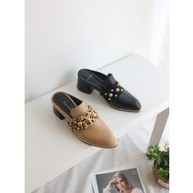 에즈아이슈 [성수수제화] 골드 스터드 엣지 미들굽 뮬 5cm - 2col