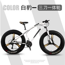 산악용 자전거 22인치 MTB 26인치 접이식 광폭타이어 팻바이크 바퀴큰자전거, 27단, 24인치, 흰색(칼날 3개)
