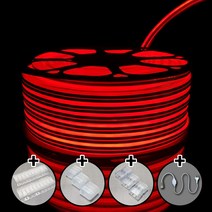 LED 고급형 2835칩 엣지플럭스 논네온 줄조명 로프라이트 (10M 50M 단위판매), 50M (전원잭 포함), 적색