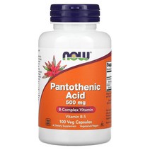 NOW Foods 판토텐산 500mg 베지 캡슐 100정, 250 개 -선택하신 용량이 사진보다 우선합니다., 1개