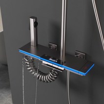 욕실 샤워기 세트 LED 디지털 항온 피아노 수압상승 온도 조절 호텔 온도표시 부스터 고급, 블랙