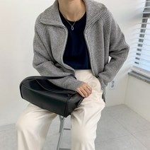 나그랑 골지 니트 집업 가디건
