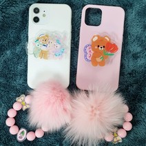 캐릭터 그립톡 스트랩 세트 삼성 갤럭시 A시리즈 핸드폰 거치대 귀여운 캐릭터 스마트톡 털 퍼 비즈 장식 핸드폰줄 가성비 저가폰 어린이 초등학생 키즈폰 케이스