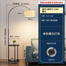 낚시 램프 플로어 램프 거실 소파 사이드 심플 모던 선반 조명 럭셔리 네트 레드 침실 침대 옆 램프 통합, 블랙로드 블랙 커피 테이블 대마 커버 12W 따뜻