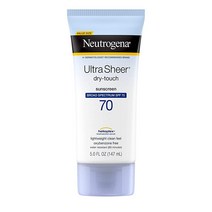 Neutrogena 울트라 시어 드라이-터치 선스크린 로션 광범위한 스펙트럼 SPF 70 UVA/UVB 보호 옥시벤존 프리 경량 방수 논코메도제닉 및 기름기 없음 5 f