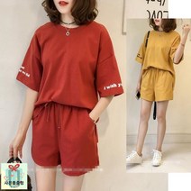 빨강몽키 여성 여름 상하의 세트 반팔티 반바지 밴딩바지 여름티 빅사이즈 트레이닝복Q8516 트레이닝복세트