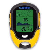 Sunroad Mini 다기능 남성용 기압계 고도계 나침반 LCD 디지털 온도계 시계-습도계 날씨 수첩 하이킹 손전등 고도계