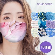 센스가드 숨쉬기 편한 국산 비말차단 패션 덴탈 마스크 40종 10매입, 플라워 그린