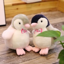 펭귄 뽀글뽀글 미니 사이즈 피겨 인형 봉제 키즈 고양이 선물 장난감 캐릭터 인형 돼지, 옵션01, 20cm(넥타이가 있어 소리 없음)