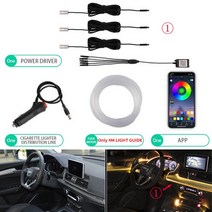 차량용 엠비언트 차량용 무드등 ANMINGPU-자동차 RGB LED 스트립 조명 5 인 1 인테리어 네온 조명 DIY 앱, 03 3IN1-4m-Cigt