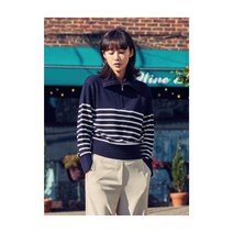 탑텐 여성 하프집업 스트라이프 스웨터_MSD1ET2901 175904
