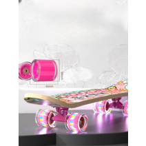 4륜 어린이 초보자 전문 스케이트보드, D 아동용 - 핑크 포니