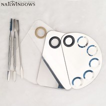 네일윈도우 메이크업 팔레트+스파츌라 화장품팔레트세트 메이크업뷰티소품, 1개, 01.스테인레스믹싱팔레트+스파츌라[사각]