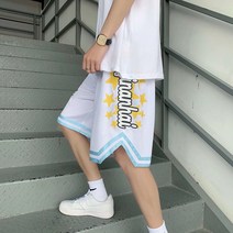 농구 반바지 남성 여름 잘 생긴 메쉬 통기성 얼음 실크 느슨한 스트레이트 스포츠 5 점 바지