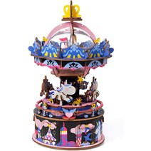 Rolife 3D 나무 퍼즐 핸드 크랭크 뮤직 박스 기계 장난감 - DIY 나무 공예 키트 - 크리스마스/생일 아동용, 02 Starry Night.